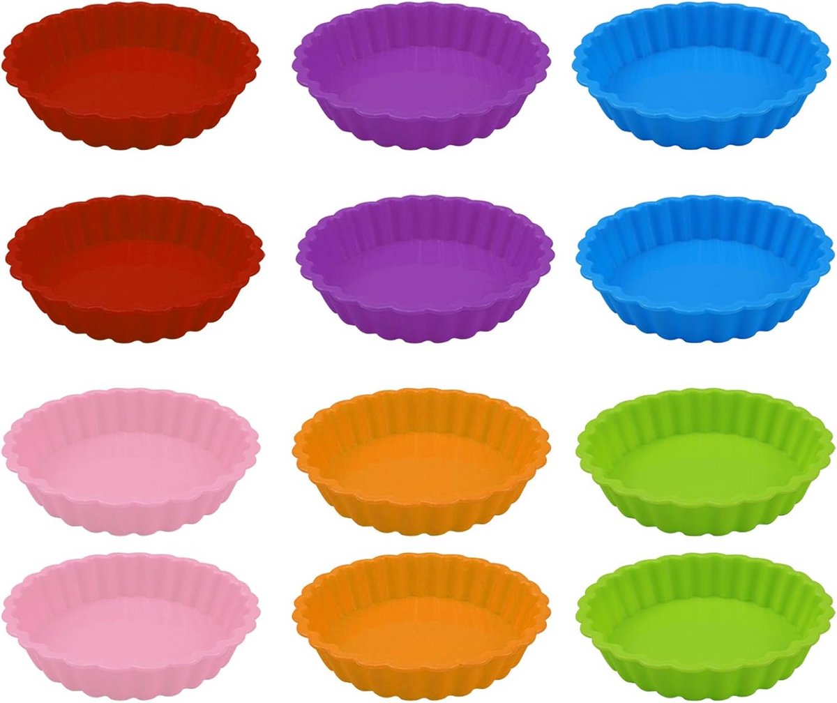 12 Stuks Siliconen Vormpjes Taartjes en Quiches - Herbruikbaar & Non-Stick