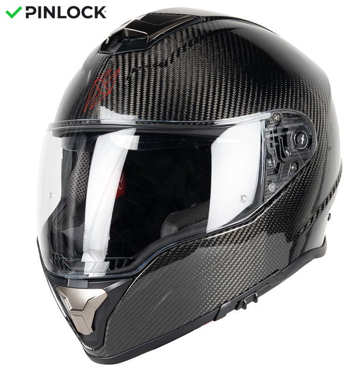 MOTOBLOUZ CONTINENTAL CARBON Integraalhelm - ECE 22.06 gekeurde Helm Scooter, Motor & Brommer - Heren & Dames - Zwart Glanzend - M