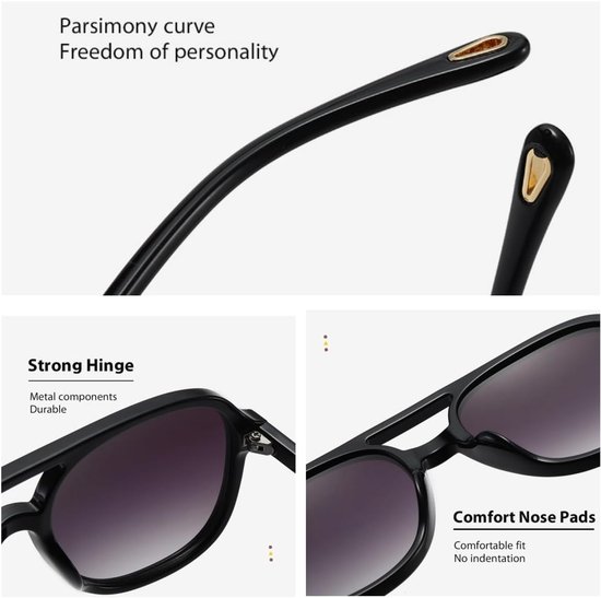 Vintage Gepolariseerde Aviator Zonnebril Oversized Dames Heren van Sojos — afbeelding 2