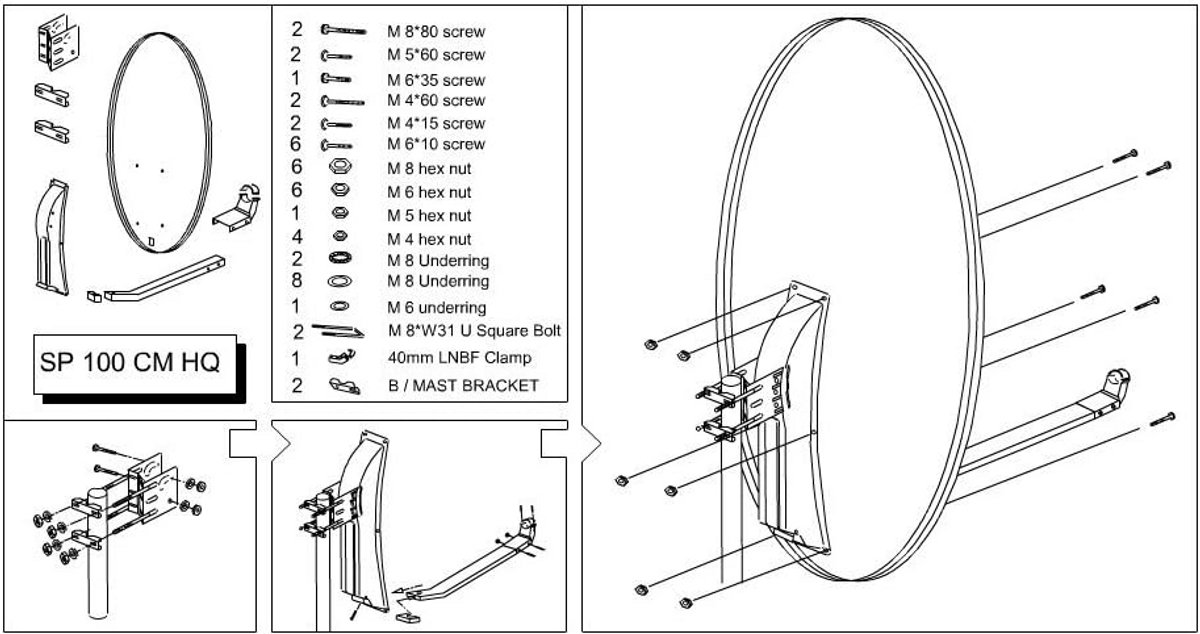 Grote Stalen Schotel Antenne - 90 cm Schotelantenne voor TV Ontvangst