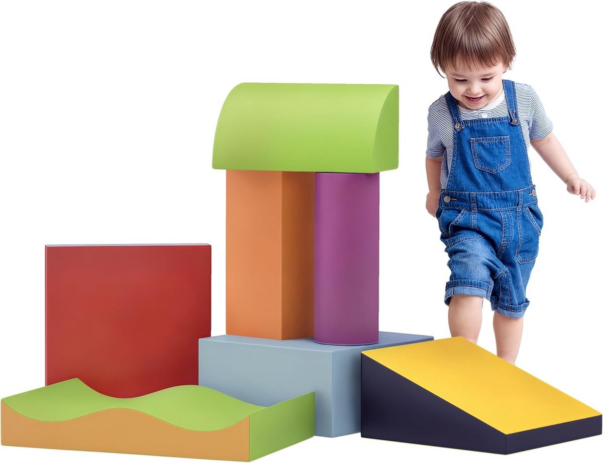 Set van 7 Grote Zachte Schuim Binnen en Buiten Speelblokken voor Peuters 1-3 Jaar