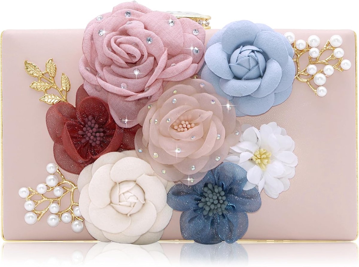 Elegante Dames Clutch Tas Bloemen Avondtas voor Bruiloft en Feest