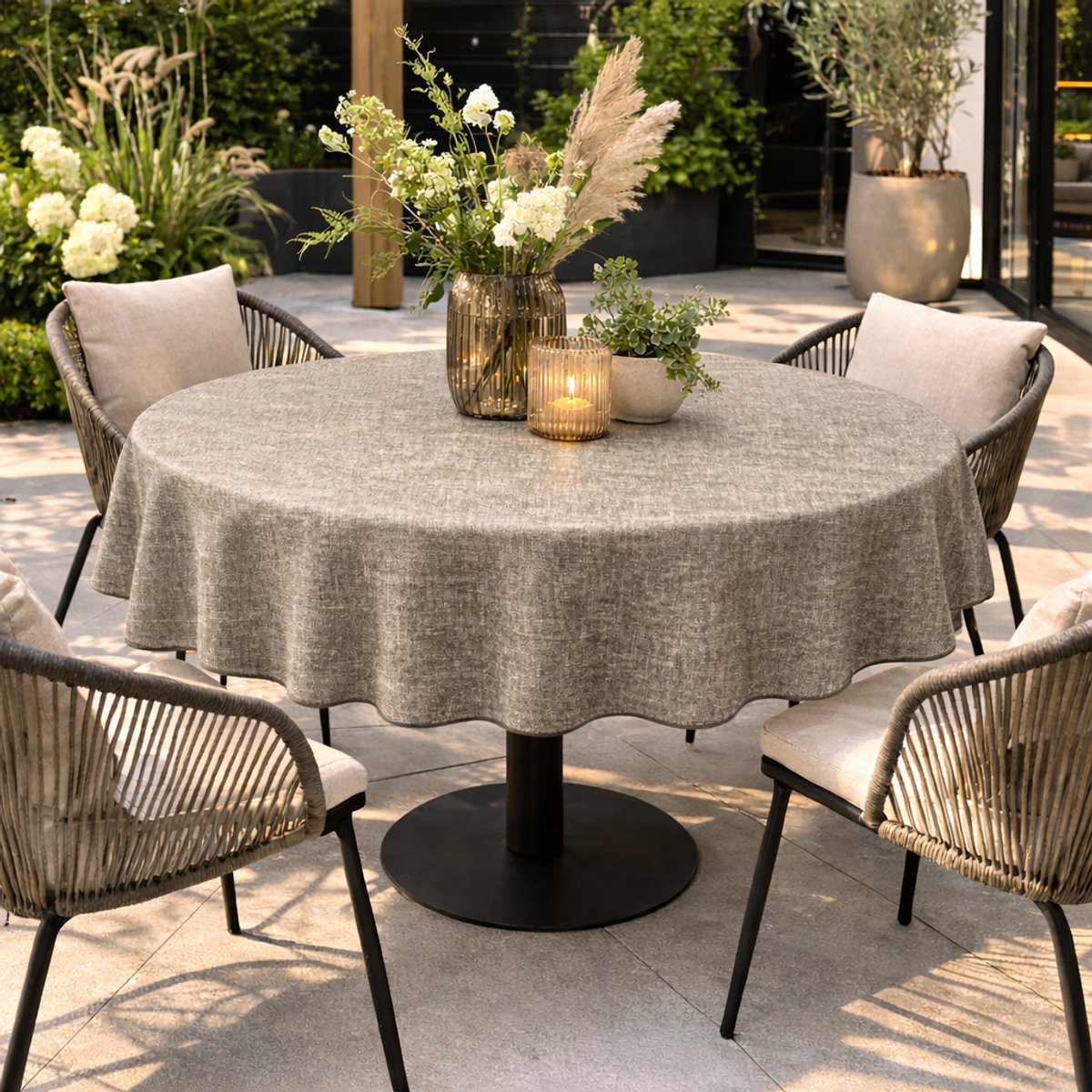 Unique Living Tafelzeil - Effects - 160CM Rond - Taupe/Beige