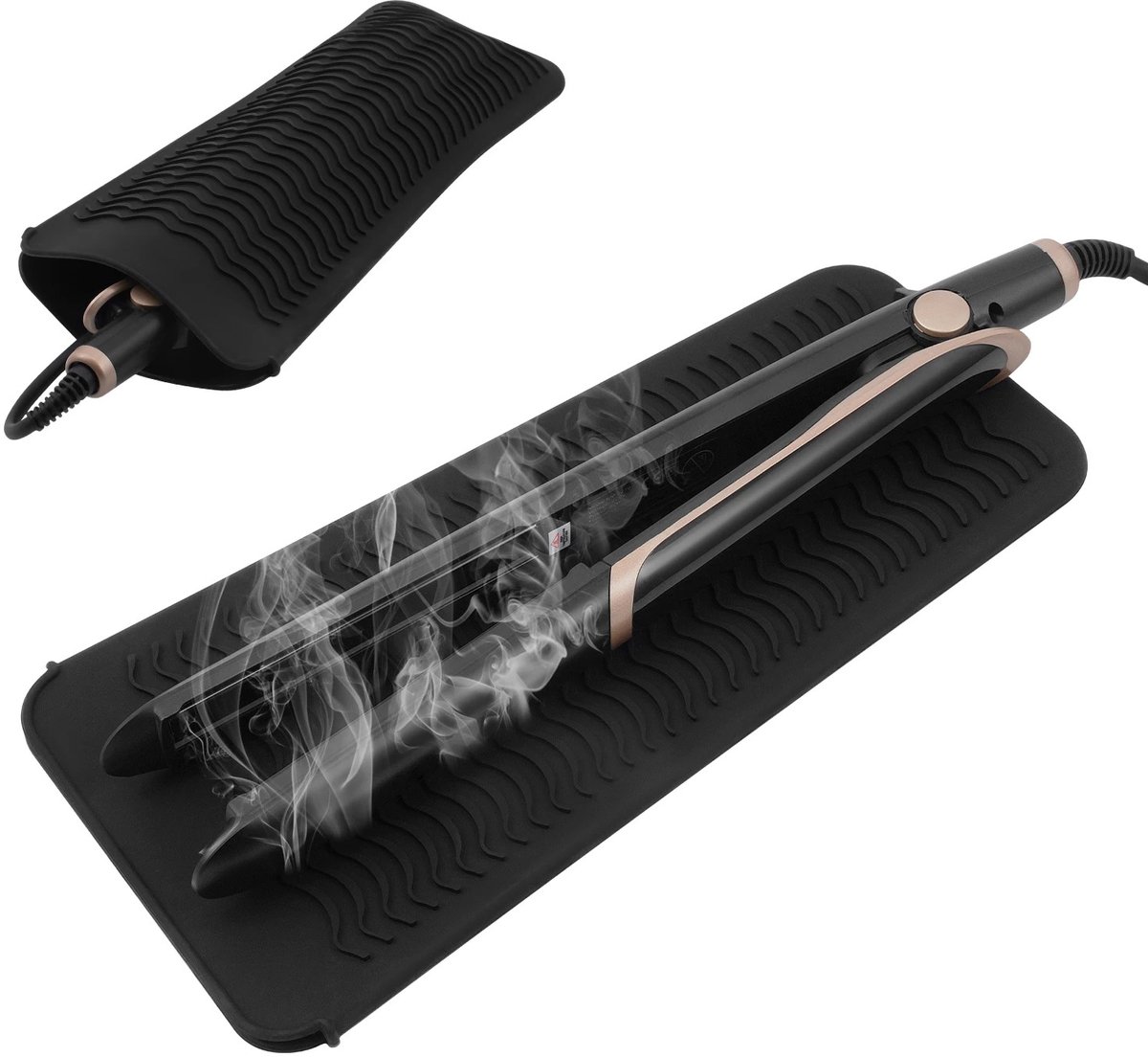 Hittebestendige Siliconen Mat voor Stijltang & Krultang – Heat Protector Sleeve – Beschermmat voor Haarstyling Tools - Zwart