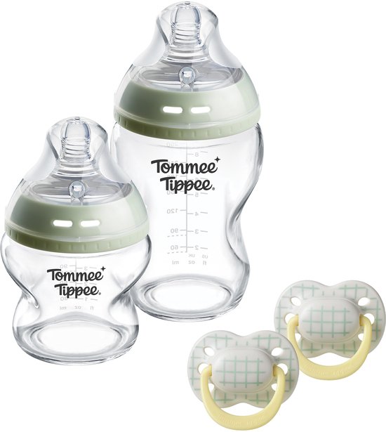 Tommee Tippee Geschenkset met glazen Natural Start babyflessen en fopspenen