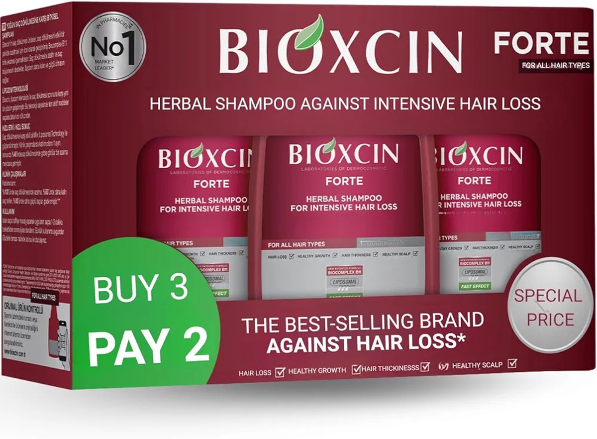 Bioxcin Forte Unisex Shampoo 3x300ml 3 Halen 2 Betalen! (Anti-Haaruitval shampoo)