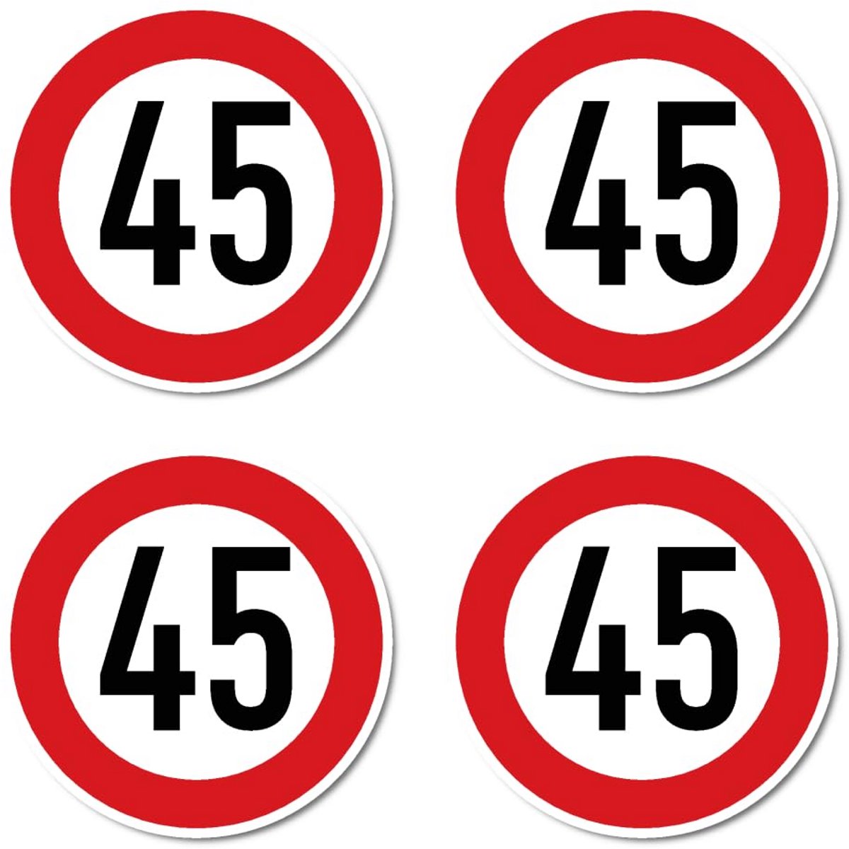 Verkeersbord Sticker 45 km/u Rood Wit Rond Diameter 75 mm 4 Stuks
