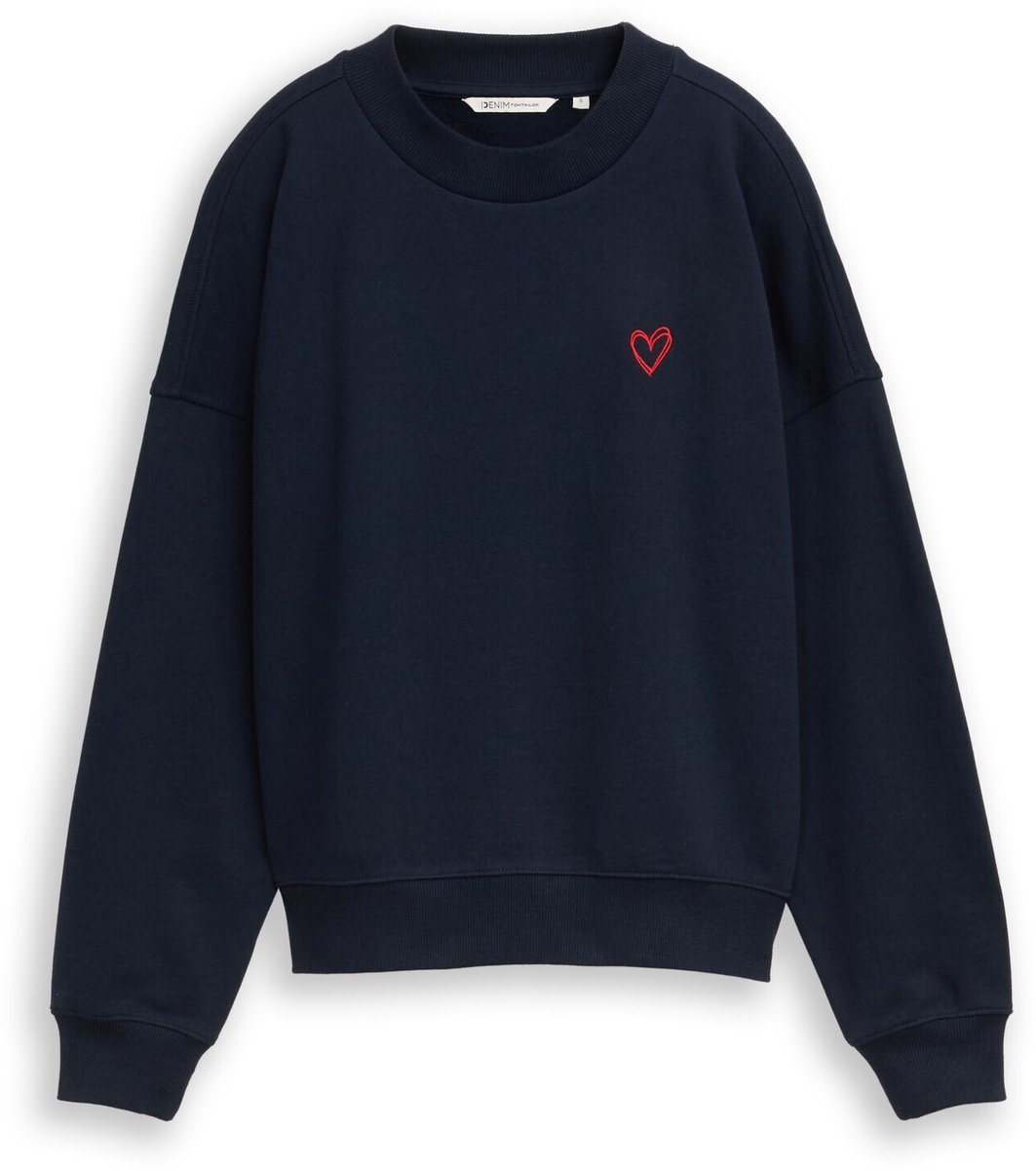 Tom Tailor Denim - Sweatshirt met hartdetail - Maat L - sky captain blue