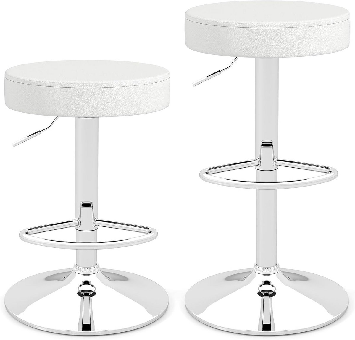 Set van 2 Moderne Barstoelen Wit Hoogte Verstelbaar 360° Draaibaar