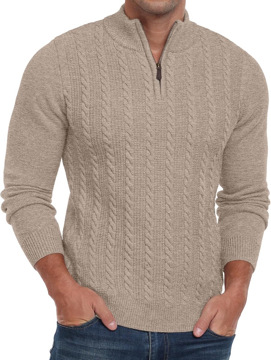 Heren Kabelgebreide Trui Ronde Hals Lange Mouwen Winter Casual