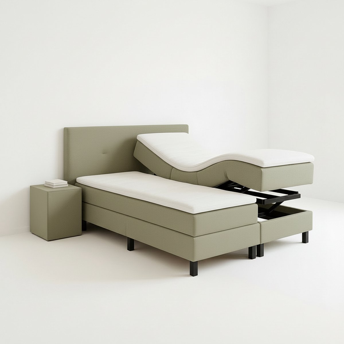 Boxspring VitaLift – Hoog-Laag Bed 1-Persoons Elektrisch Verstelbaar 120x220 cm – Verzorgingsbed / Seniorenbed – Groen