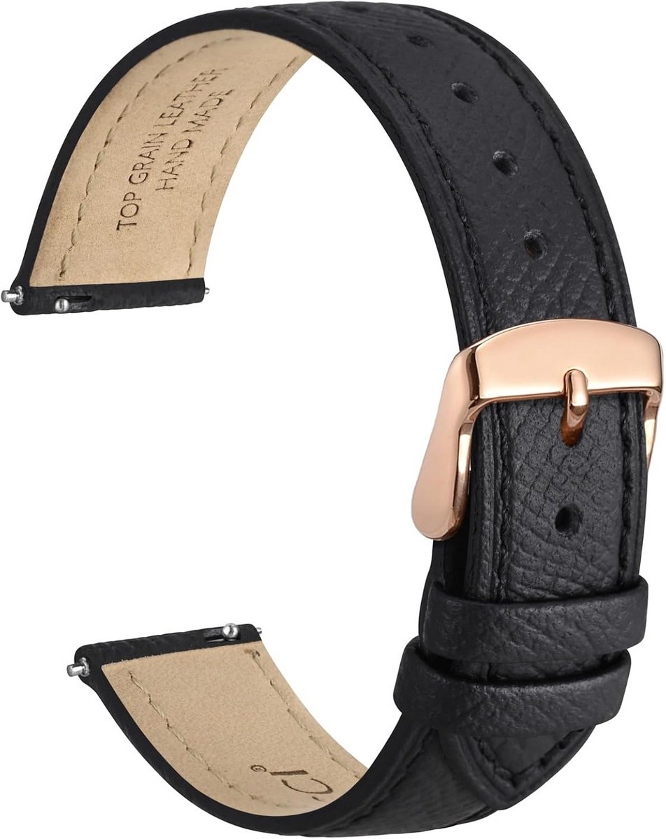 Luxe Nerfleer Horlogebandje met Snelsluiting - Vervangende Band in Diverse Maten