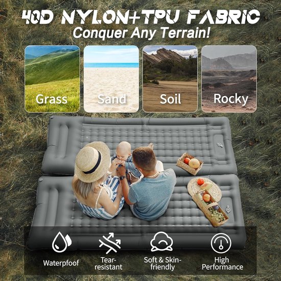 Slaapmat - Slaapmat Zelfopblazend - Luchtbedden - Campingmat - 12 Cm Dikke Ultralichte Slaapmat Met Ingebouwde Pomp - Draagbaar Campingmatras Met Kussen - Waterdichte Opvouwbare - Voor Wandelen En Backpacken — afbeelding 4
