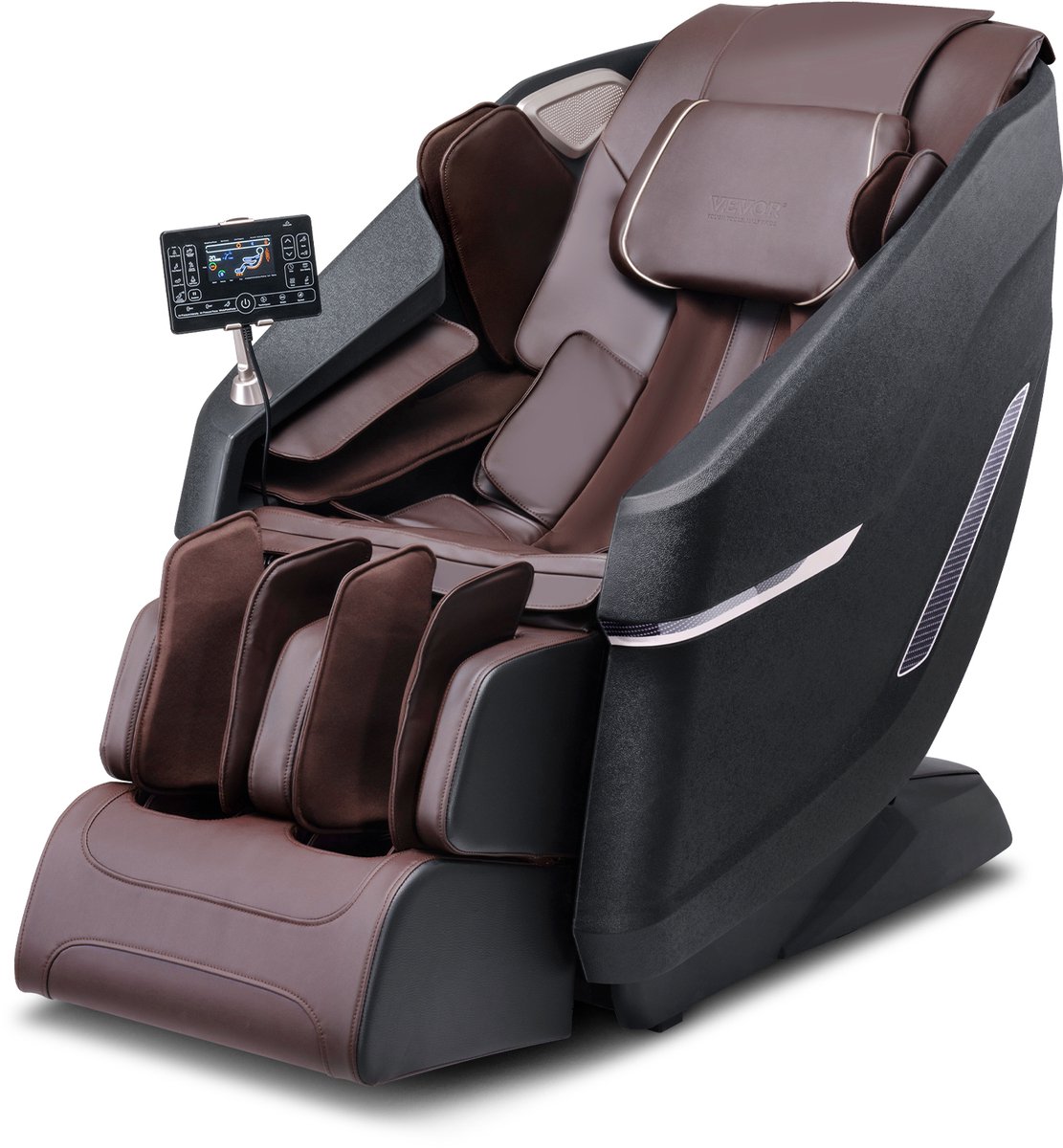 VEVOR Massagestoel met Flexibele SL-Rail, 3D Full Body Shiatsu-Massageapparaat, Zwaartekrachtvrij, 10 Tot 18 Automatische Modi, Verwarming, Bluetooth-Luidspreker, Luchtkussen en Touchscreen 160 KG