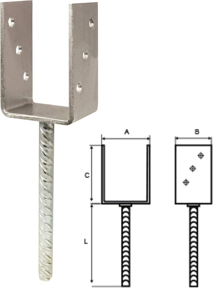U-Paalanker voor Steenkorf en Balken 90 mm