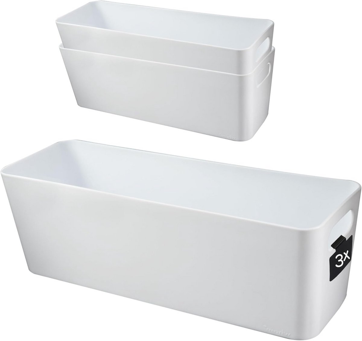 3x Set Witte Opbergdozen voor Lades en Kasten - 30x10x10 cm - Organizer met Etiketclip