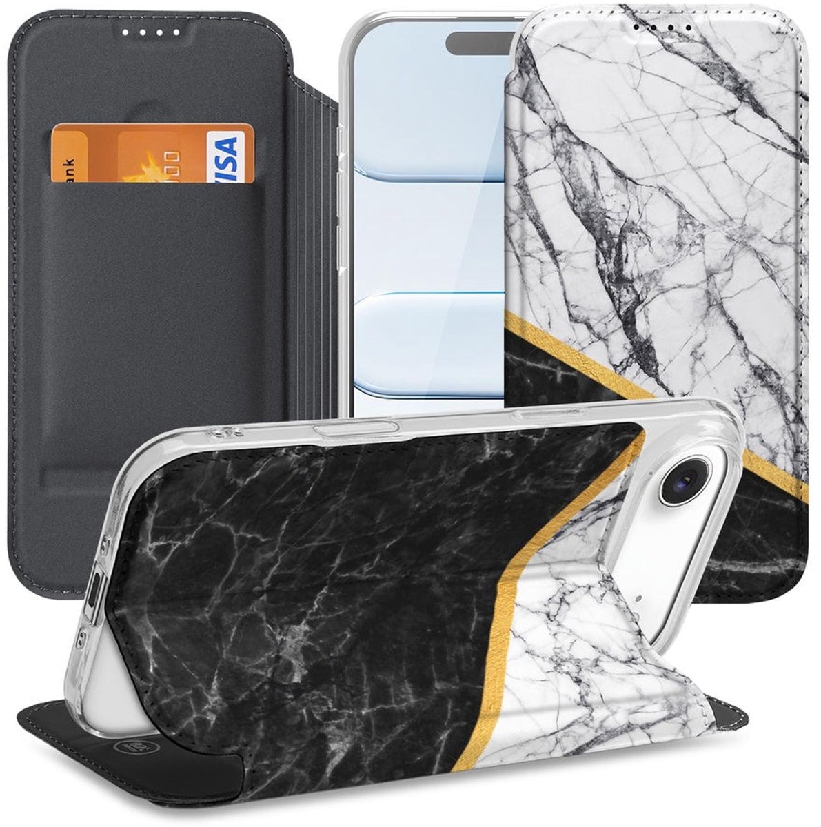 Book Case Apple iPhone Air Marble White Black