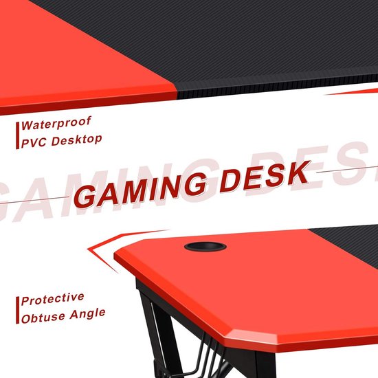Z-vormige Gamingtafel Bureau Computerbureau met Bekerhouder en Hoofdtelefoonhaak Thuiskantoor 120x60 cm — afbeelding 4