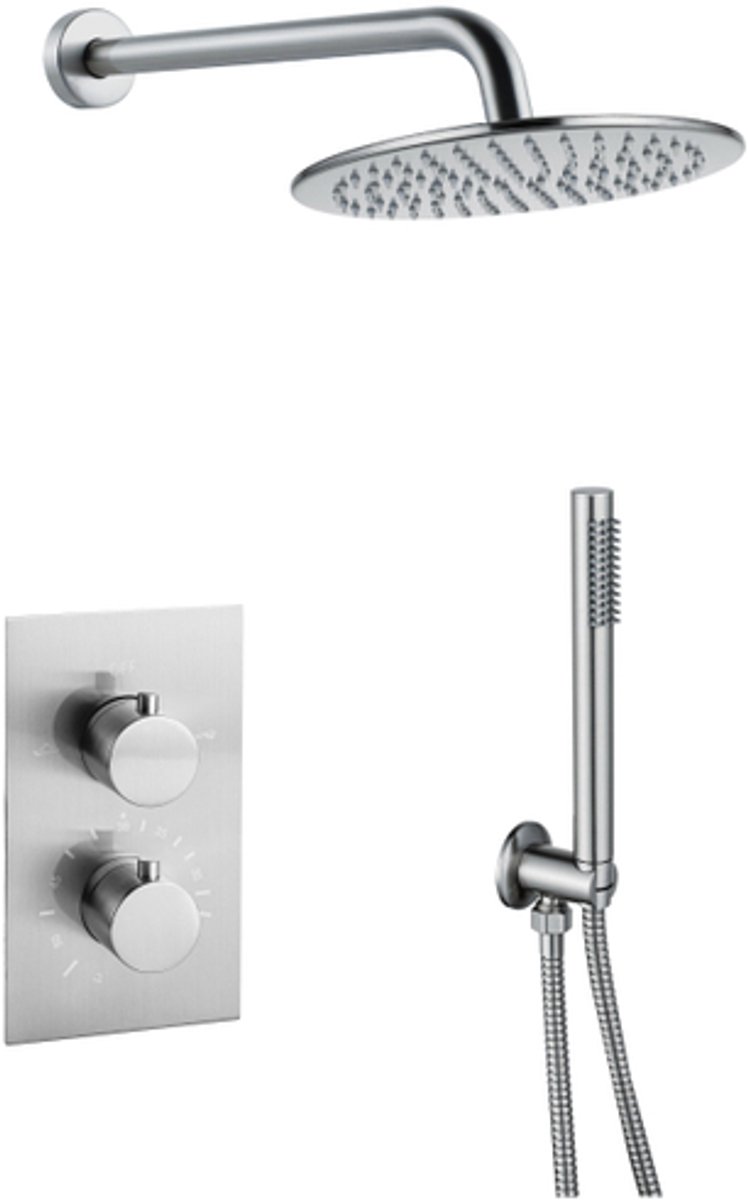 FugaFlow Eccelente Acces Inbouw Regendoucheset - thermostatisch - wandarm - 30cm hoofddouc
