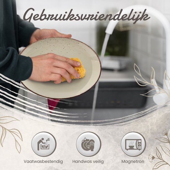 Luxe Serviesset - 48 delig - 12 persoons - Keramisch - Bordenset - Dinner platen - Dessertborden - Mokken - Kommen - Beige — afbeelding 3