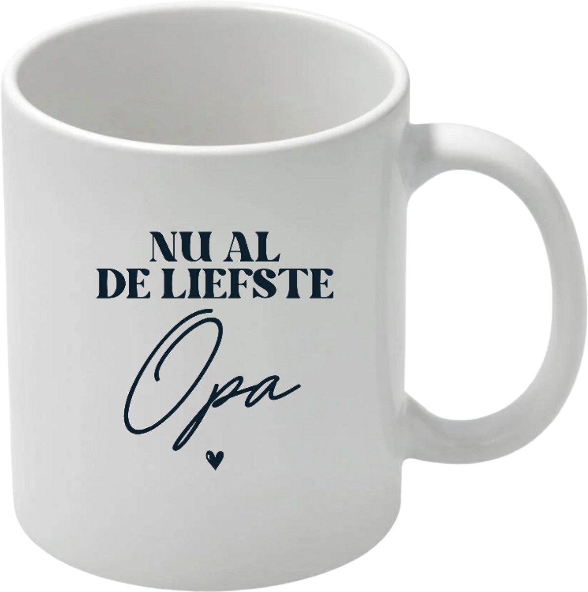 Mok Opa - Nu al de liefste Opa - Leuke beker met oor-wit zwart- om jullie zwangerschap aan te kondigen