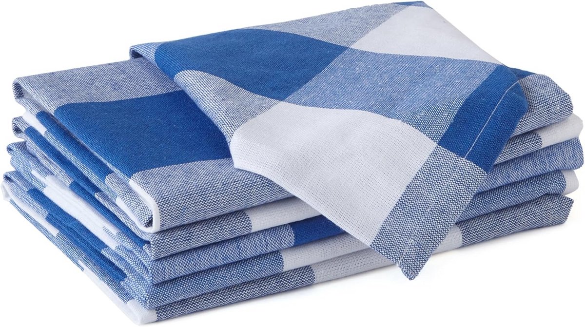 Set van 6 Katoenen Stoffen Servetten 43x43 cm met Buffel-ruit Patroon