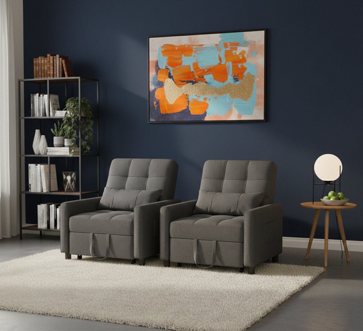 FlexComfort 3-in-1 Slaapstoel – Uitklapbare Slaapfauteuil met Verstelbare Rugleuning 110°-180° – Logeerbed – Donkergrijs,A-Furniture