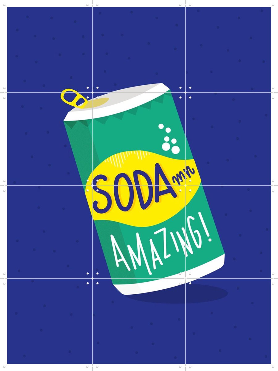 IXXI Soda Mn Amazing, Jetske Kox - 60 x 80 cm - Gratis ophangtool - Grote wanddecoratie en posters - Kleurrijk, Pop art, Illustraties, Speels, Eten &