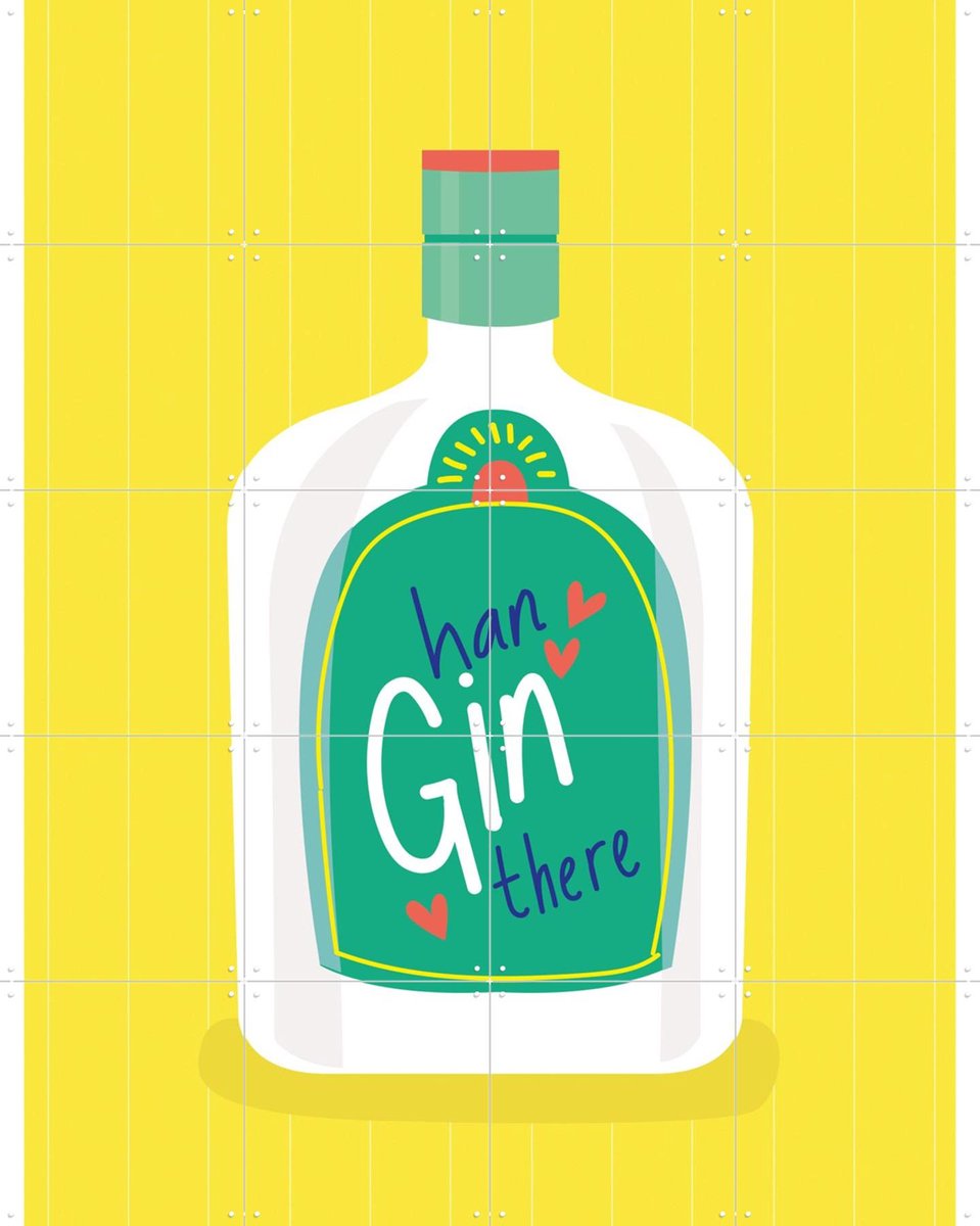 IXXI Han Gin There, Jetske Kox - 80 x 100 cm - Gratis ophangtool - Grote wanddecoratie en posters - Kleurrijk, Speels, Grafisch Ontwerp, Illustraties