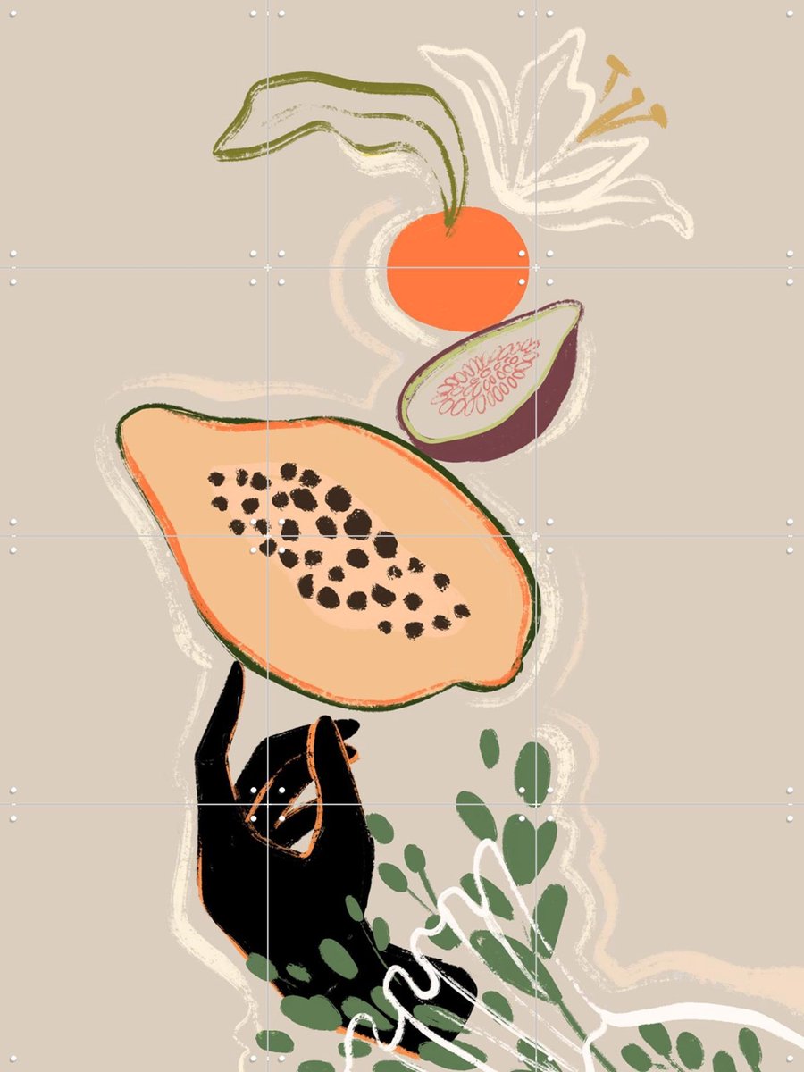 IXXI Balancing Fruits, Arty Guava - 60 x 80 cm - Gratis ophangtool - Grote wanddecoratie en posters - Vintage, Botanisch, Eten & Drinken, Bloemen