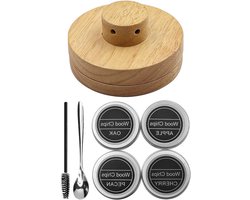 Allecto- Rookmachine voor cocktails - Houtsnippers - Handmatig - Whiskey - Rookkit - Geschikt voor diverse dranken - Bruin Cocktail Smoker Kit met 4 houtsnippers voor het roken van cocktails, wijn, whisky en bourbon.