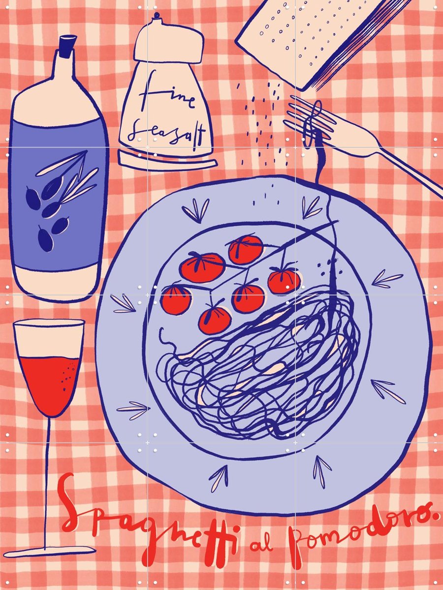 IXXI Pomodoro, Gozde - 60 x 80 cm - Gratis ophangtool - Grote wanddecoratie en posters - Speels, Kleurrijk, Illustraties, Grafisch Ontwerp, Keuken