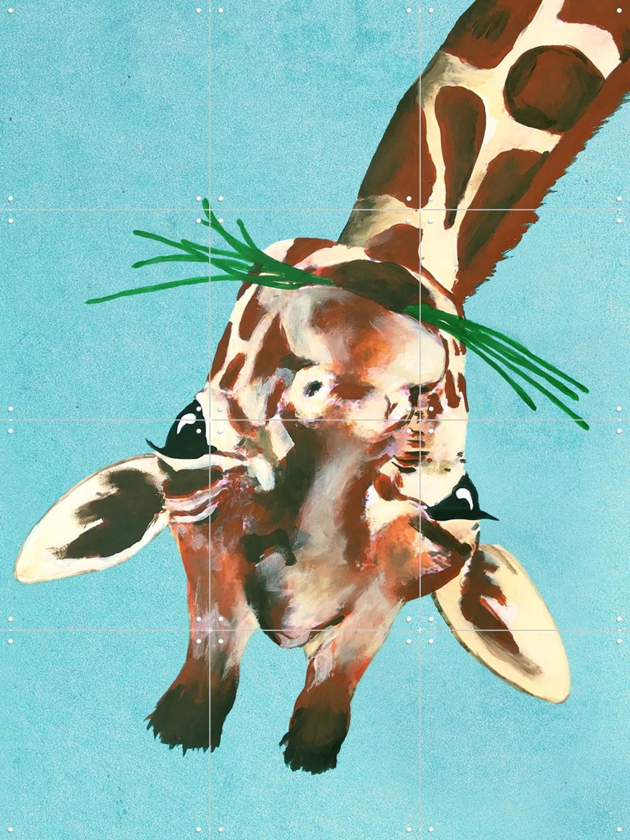IXXI Giraffe upside down, Coco de Paris - 60 x 80 cm - Gratis ophangtool - Grote wanddecoratie en posters - Kleurrijk, Digitale Kunst, Fantasierijk