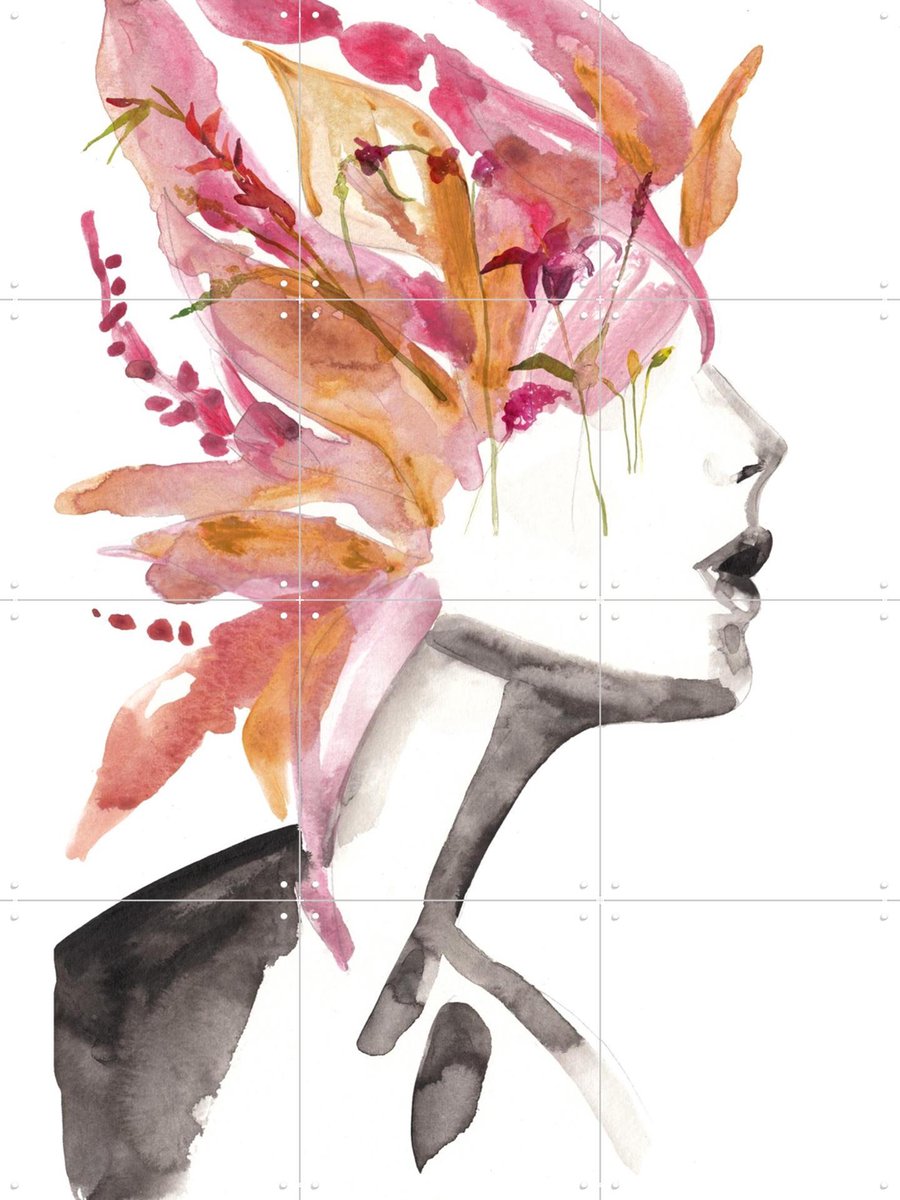 IXXI Rosa and all Colours of the Rainbow, Victoria Verbaan - 60 x 80 cm - Gratis ophangtool - Grote wanddecoratie en posters - Abstract, Aquarel