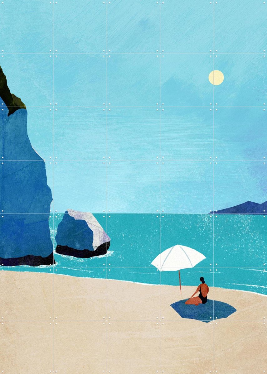 IXXI Parasol Beach, Henry Rivers - 100 x 140 cm - Gratis ophangtool - Grote wanddecoratie en posters - Grafisch Ontwerp, Illustraties, Minimalisme