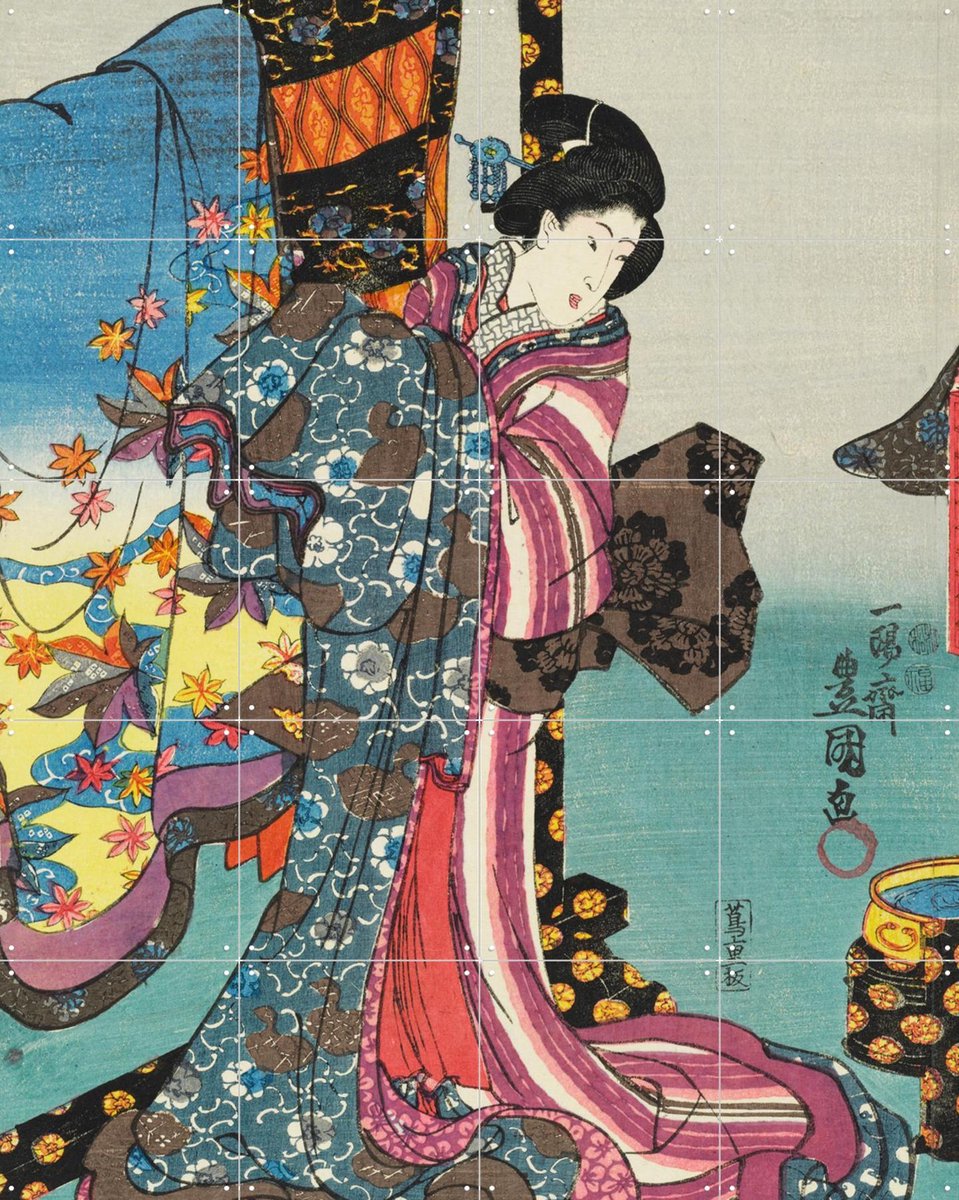 IXXI Fashionable brocade patterns of the Imperial palace, Utagawa Kuniyoshi & Victoria and Albert Museum - 80 x 100 cm - Gratis ophangtool - Grote