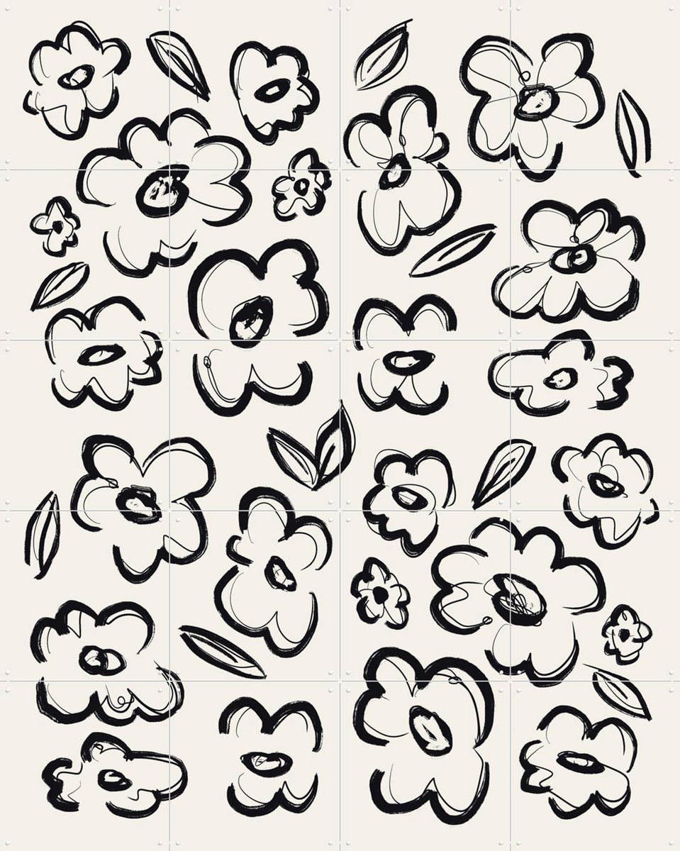 IXXI Flower Sketch, Bohomadic Studio - 80 x 100 cm - Gratis ophangtool - Grote wanddecoratie en posters - Illustraties, Bloemen, Botanisch