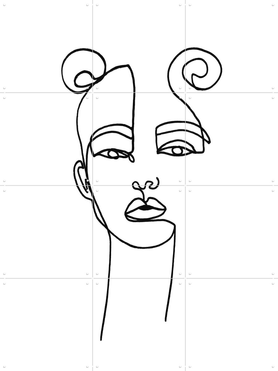 IXXI Poppy, Julia Hariri - 60 x 80 cm - Gratis ophangtool - Grote wanddecoratie en posters - Illustraties, Line art, Portretten