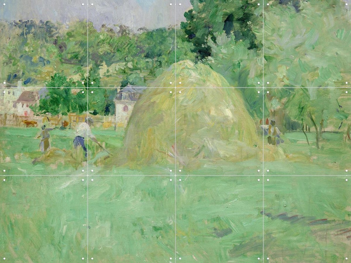 IXXI Haystacks at Bougival, Berthe Morisot & Bridgeman Images - 80 x 60 cm - Gratis ophangtool - Grote wanddecoratie en posters - Kleurrijk, Klassiek