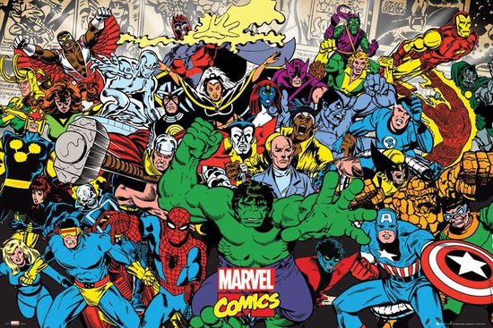 Superhelden poster - superheroes - comics - Hulk - Spiderman - Iron Man - Marvel - 61 x 91.5 cm
