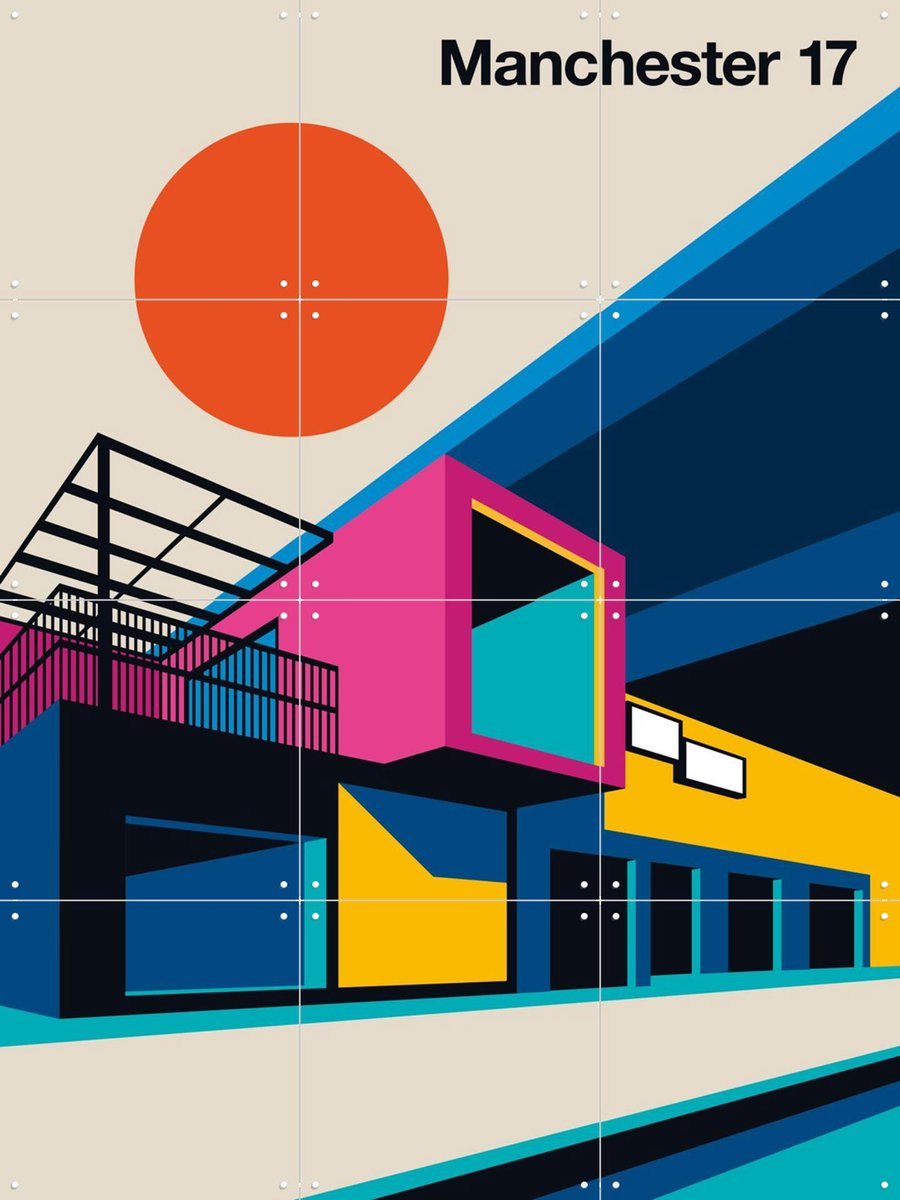 IXXI Manchester 17, Bo Lundberg - 60 x 80 cm - Gratis ophangtool - Grote wanddecoratie en posters - Kleurrijk, Geometrische Kunst, Illustraties