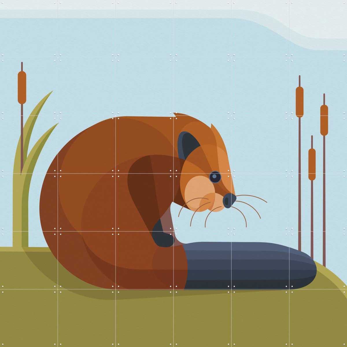 IXXI Bever, Elke Uijtewaal - 120 x 120 cm - Gratis ophangtool - Grote wanddecoratie en posters - Speels, Geometrische Kunst, Grafisch Ontwerp
