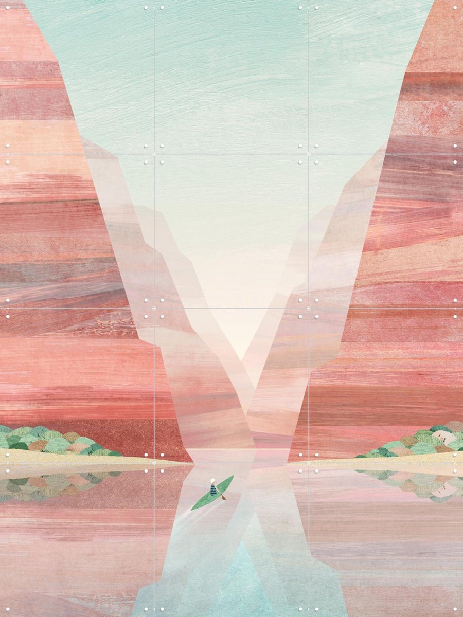 IXXI The Canyon, Henry Rivers - 60 x 80 cm - Gratis ophangtool - Grote wanddecoratie en posters - Illustraties, Kleurrijk, Mancave, Bergen, Natuur