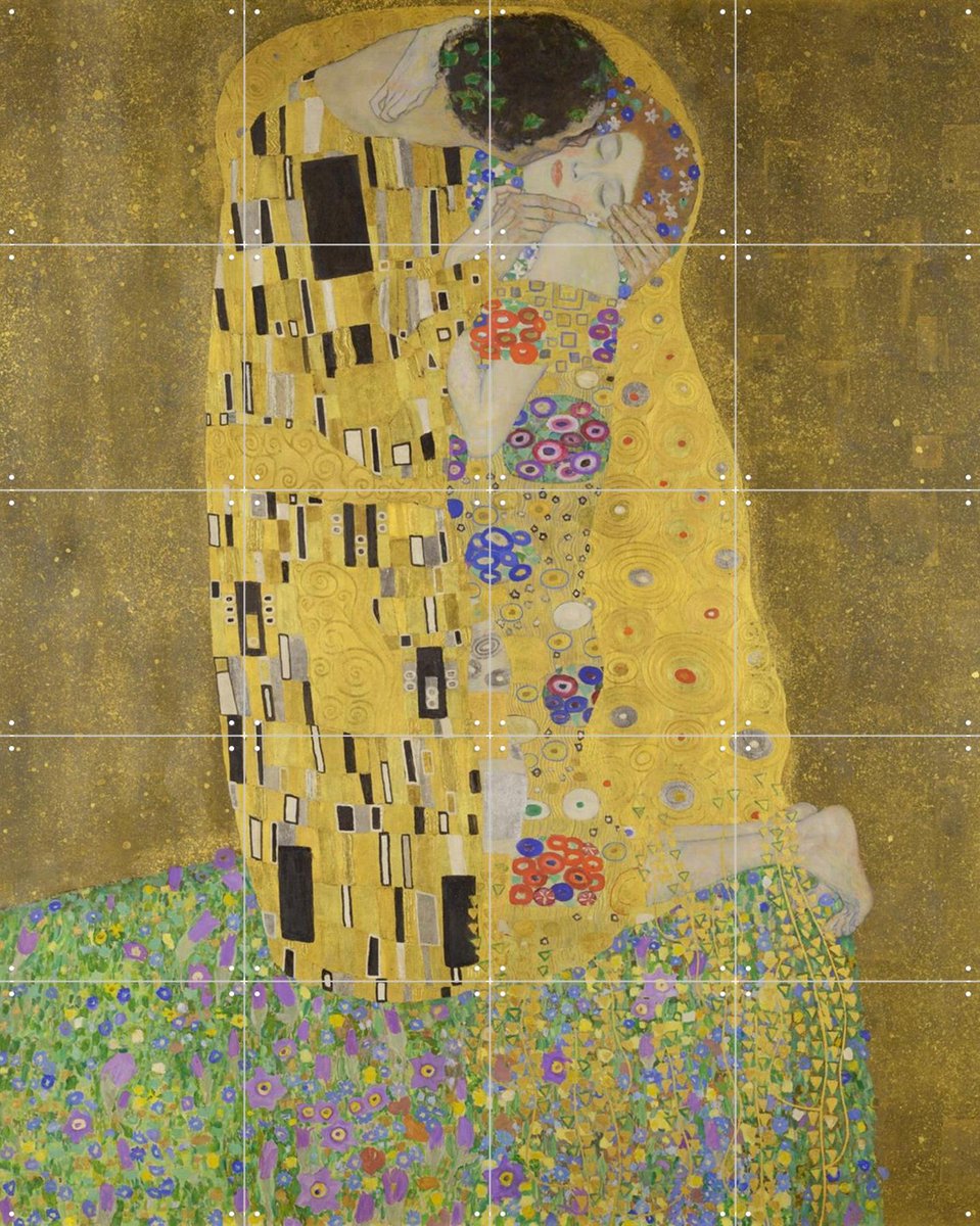 IXXI The Kiss, Gustav Klimt & Bridgeman Images - 80 x 100 cm - Gratis ophangtool - Grote wanddecoratie en posters - Klassiek, Art Nouveau, Olieverf