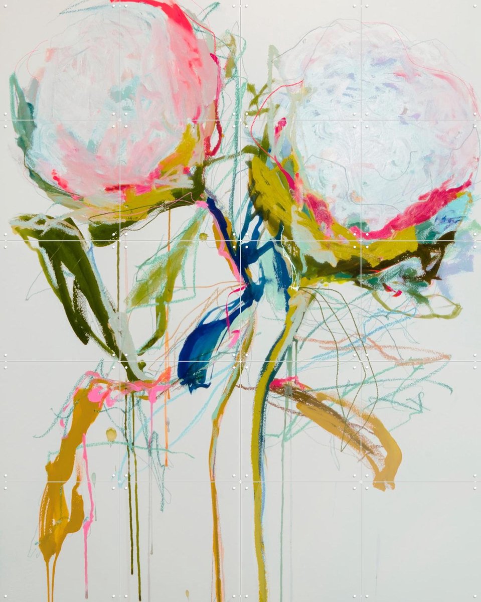 IXXI Peony 5, Leigh Viner - 80 x 100 cm - Gratis ophangtool - Grote wanddecoratie en posters - Abstract, Olieverf, Woonkamer, Slaapkamer, Natuur
