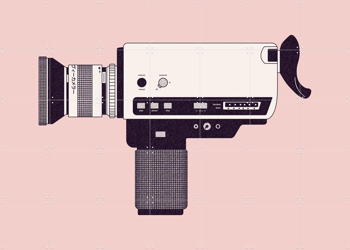 IXXI Super 8 Camera, Florent Bodart - 140 x 100 cm - Gratis ophangtool - Grote wanddecoratie en posters - Minimalisme, Vintage, Illustraties, Grafisch