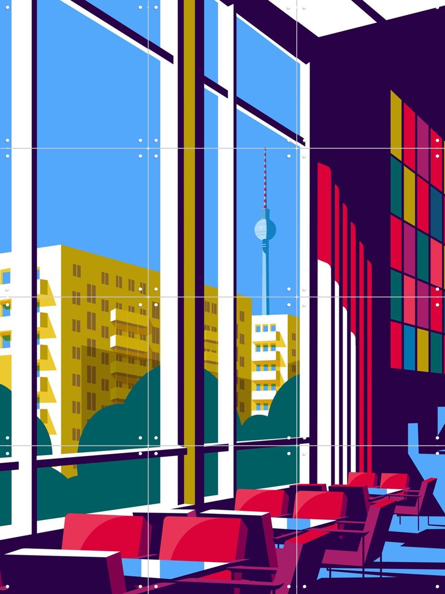 IXXI Berlin - Kino International, Remko Heemskerk & Kunst in Kaart - 60 x 80 cm - Gratis ophangtool - Grote wanddecoratie en posters - Digitale Kunst