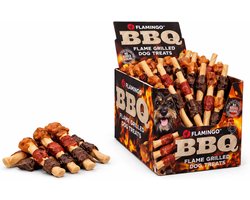 Hondensnack – Flamingo BBQ Saté met kip & eend – 2 kg – glutenvrij & graanvrij – zonder toegevoegde suikers – rijk aan eiwitten – met kip & eend, erwtenzetmeel & zoete aardappelmeel