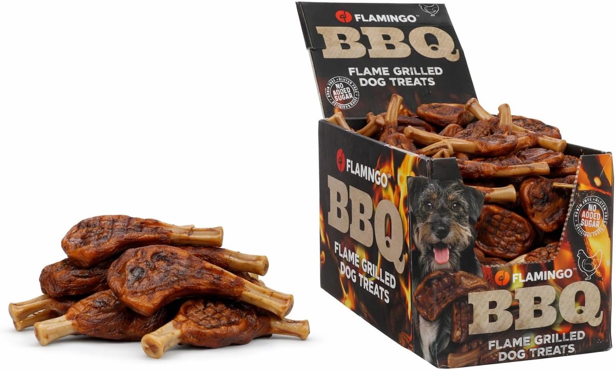 Hondensnack – Flamingo BBQ Kotelet met kip XS – 2 kg – glutenvrij & graanvrij – zonder toegevoegde suikers – rijk aan eiwitten – met kip, erwtenzetmeel & zoete aardappelmeel
