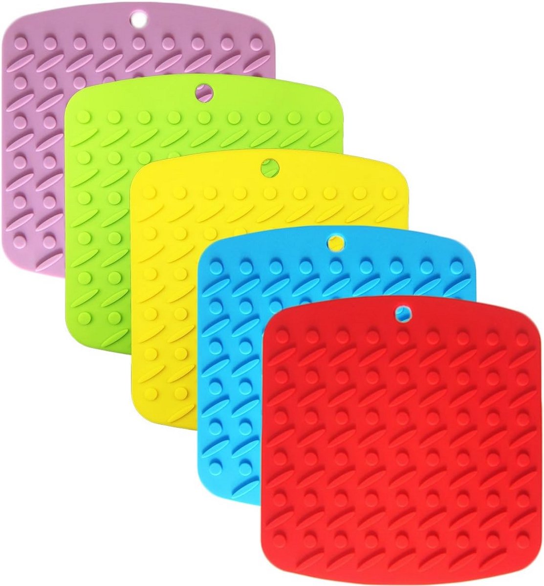 Set van 5 Hittebestendige Siliconen Pannenlappen met Antislip - Veelzijdig Keukengerei